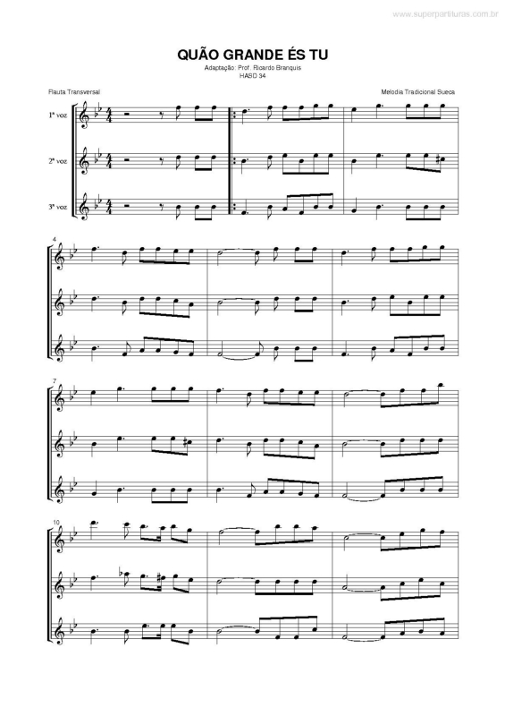 Partitura da música Quão Grande És Tu v.2