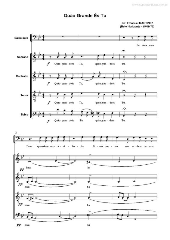 Partitura da música Quão Grande És Tu v.4