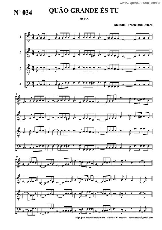 Partitura da música Quão Grande És Tu v.9