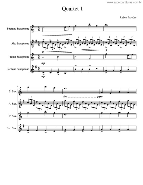 Partitura da música Quartet 1