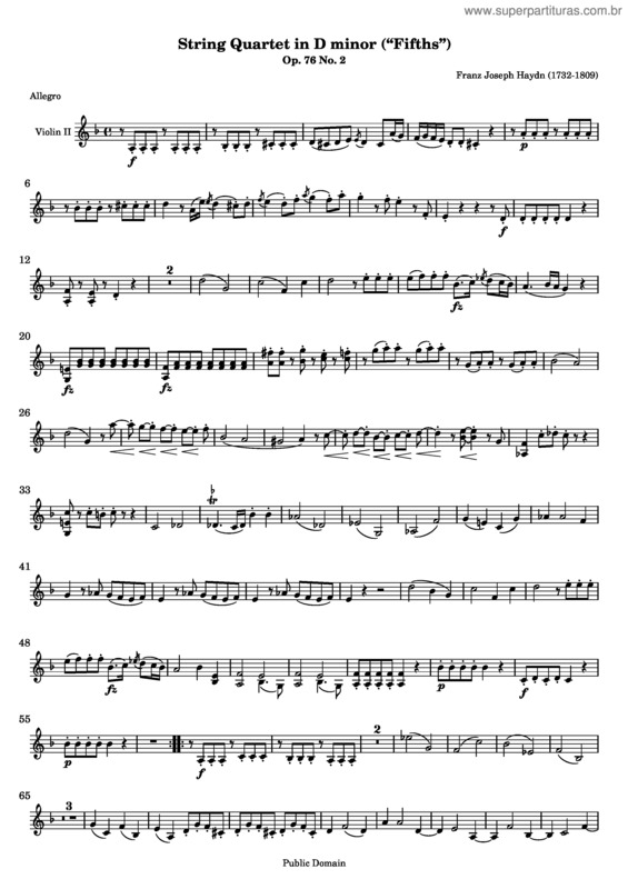 Partitura da música Quartet No. 61 v.3