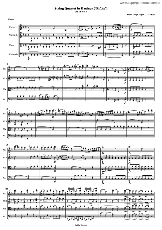 Partitura da música Quartet No. 61