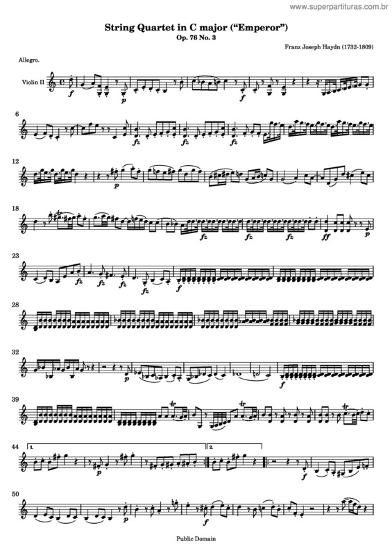 Partitura da música Quartet No. 62 v.3
