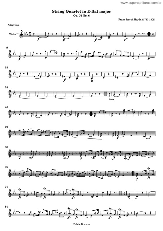 Partitura da música Quartet No. 65 v.3