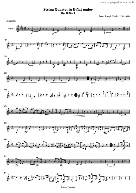 Partitura da música Quartet No. 65 v.3