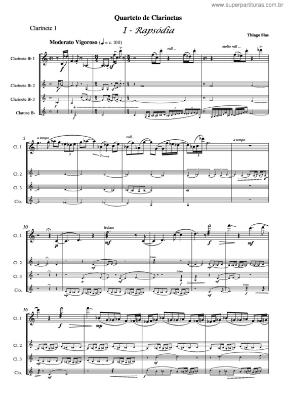 Partitura da música Quarteto de Clarinetas v.2