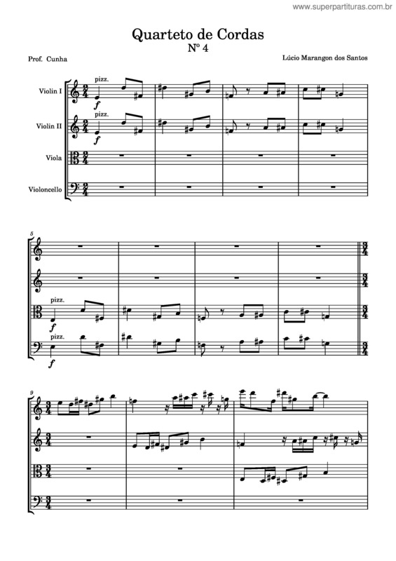 Partitura da música Quarteto De Cordas Nº 4 – Lúcio Marangon Dos Santos