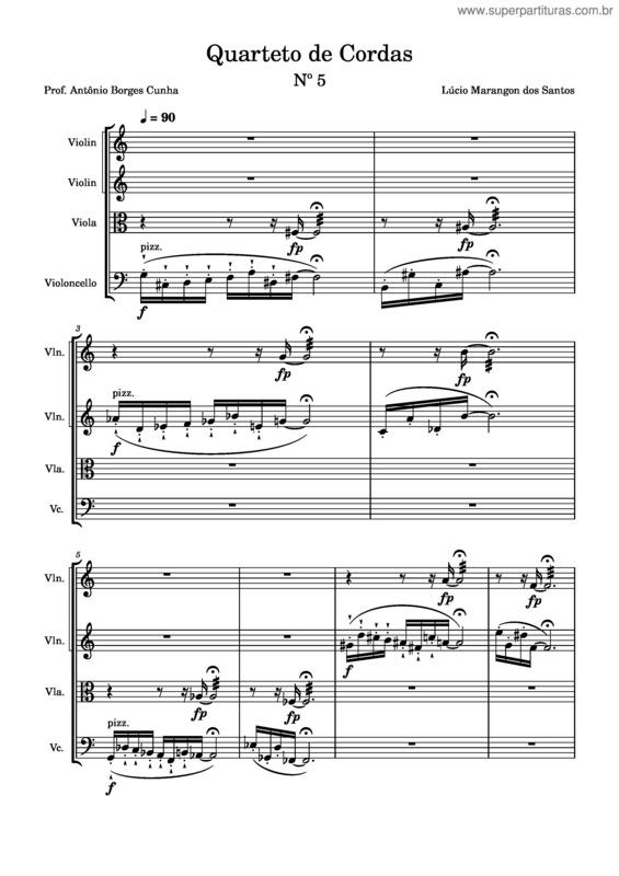 Partitura da música Quarteto De Cordas Nº 5 – Lúcio Marangon Dos Santos