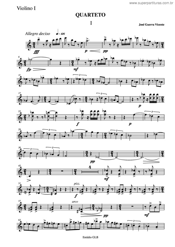 Partitura da música Quarteto de cordas v.2