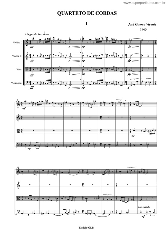 Partitura da música Quarteto de cordas