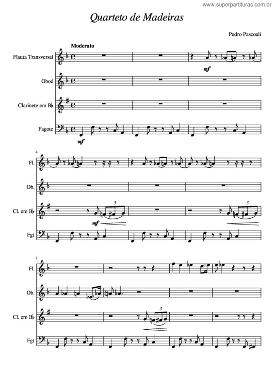 Partitura da música Quarteto De Madeiras