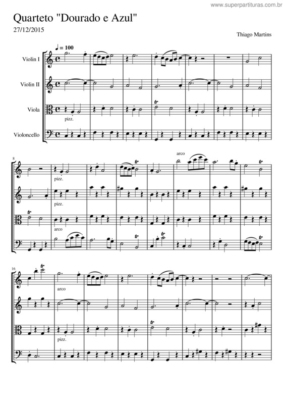 Partitura da música Quarteto Dourado E Azul