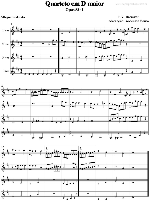 Partitura da música Quarteto em D Maior