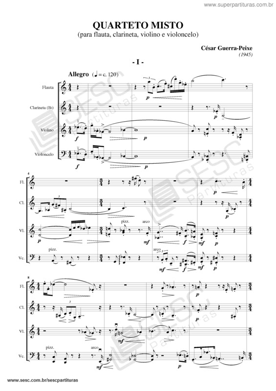 Partitura da música Quarteto misto