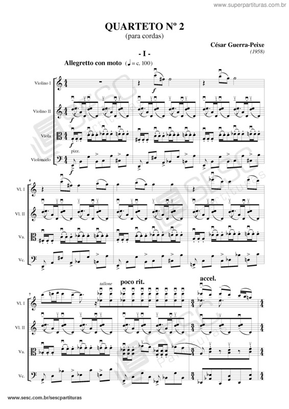 Partitura da música Quarteto nº 2