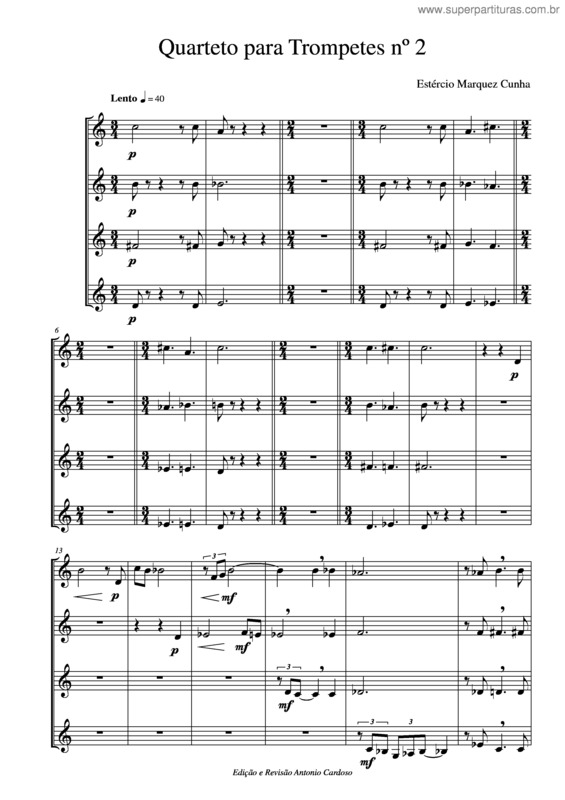 Partitura da música Quarteto para Trompetes nº 2