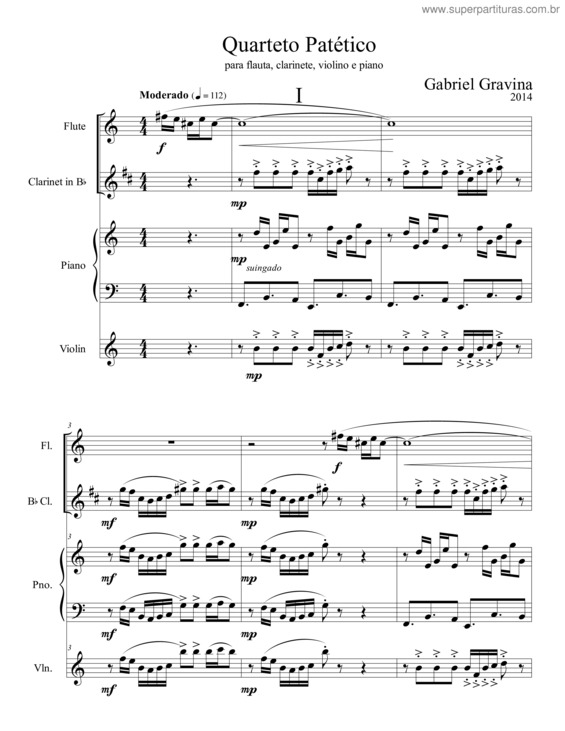 Partitura da música Quarteto patético