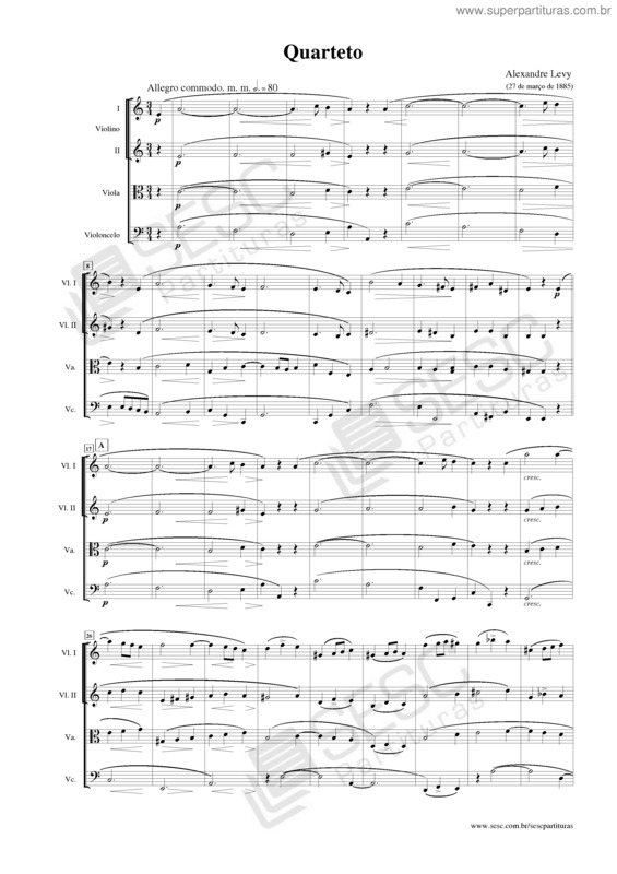 Partitura da música Quarteto