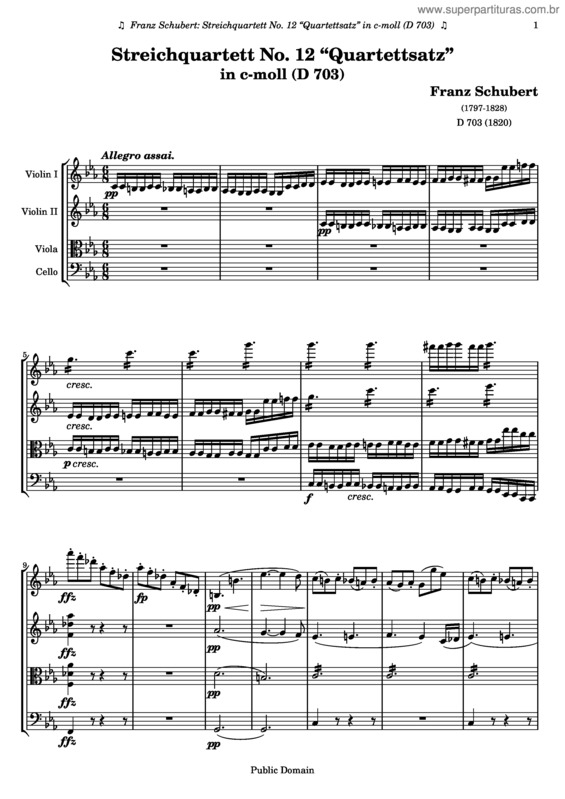 Partitura da música Quartettsatz