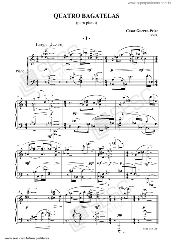 Partitura da música Quatro Bagatelas