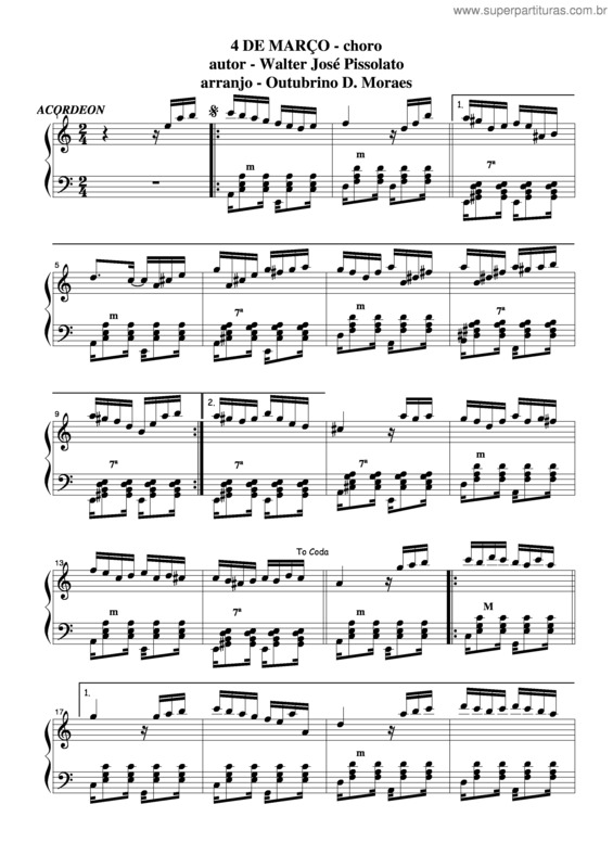 Partitura da música Quatro De Março v.3