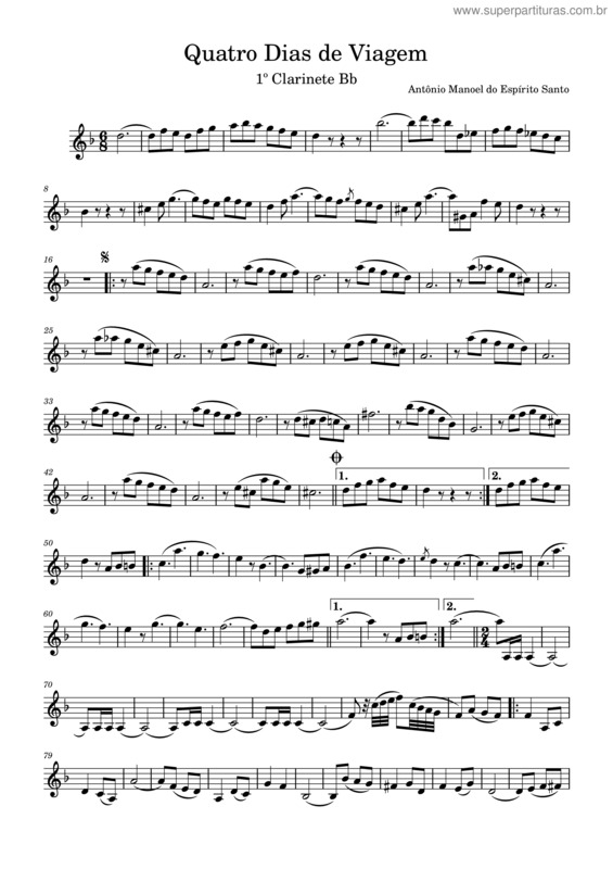 Partitura da música Quatro Dias De Viagem – Antônio Manoel Do Espírito Santo