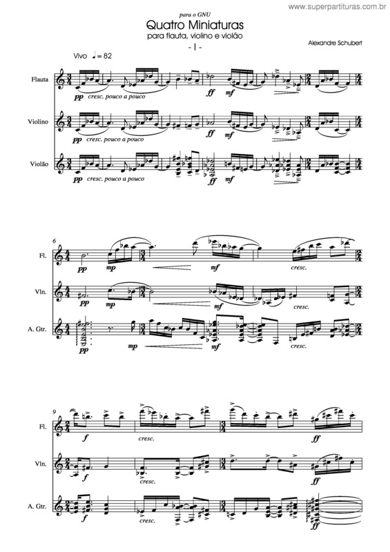 Partitura da música Quatro miniaturas