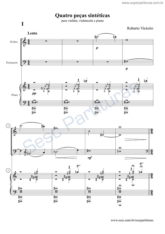 Partitura da música Quatro peças sintéticas