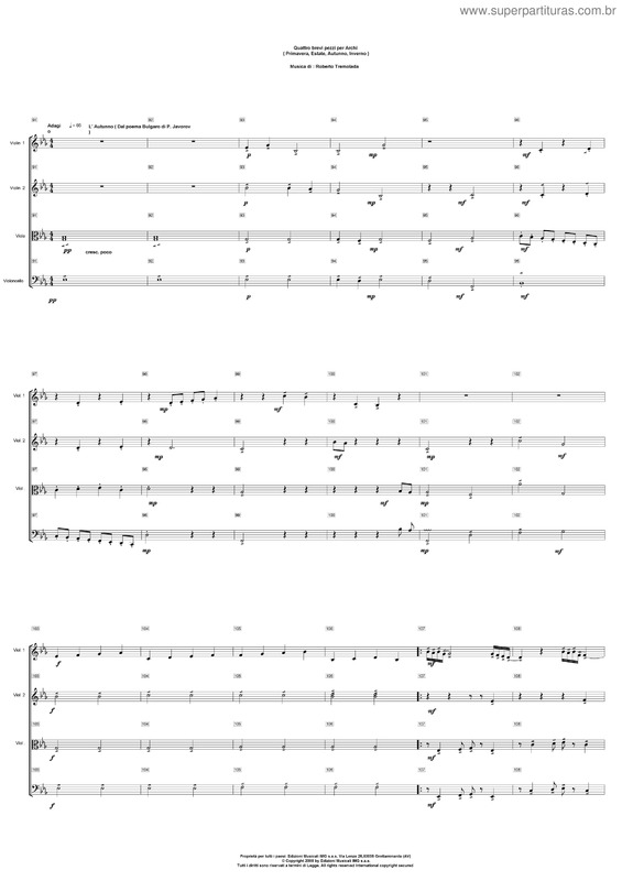 Partitura da música Quattro brevi Pezzi per Archi ( Autunno,Inverno )