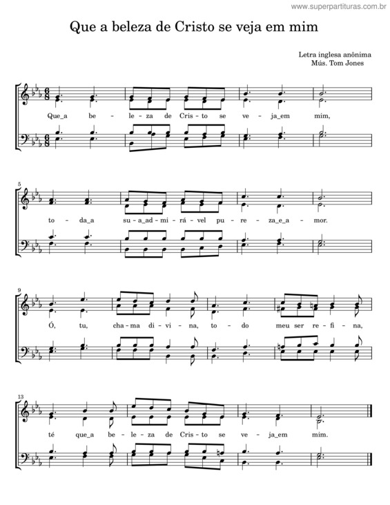 Partitura da música Que A Beleza De Cristo Se Veja Em Mim – Tom Jones