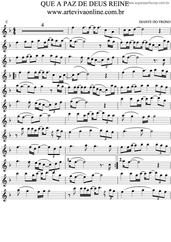 Partitura da música Que A Paz De Deus Reine