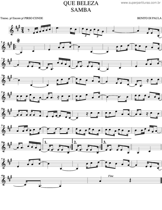 Partitura da música Que Beleza v.2