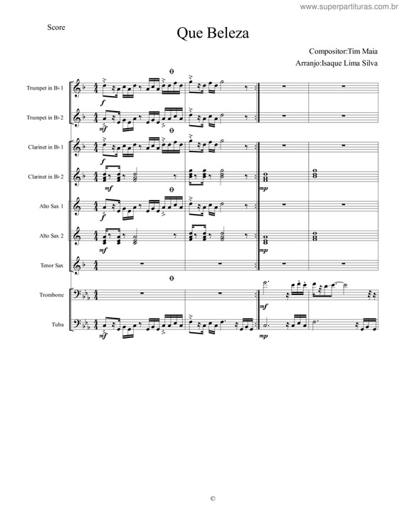 Partitura da música Que Beleza v.3