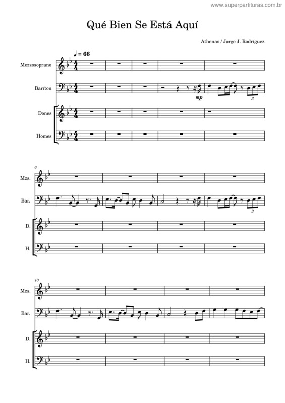 Partitura da música Qué Bien Se Está Aquí – Dúo Y Coro – Athenas Qué Bien Se Está Aquí  – Athenas Qué Bien Se Está Aquí – Dúo Y Coro