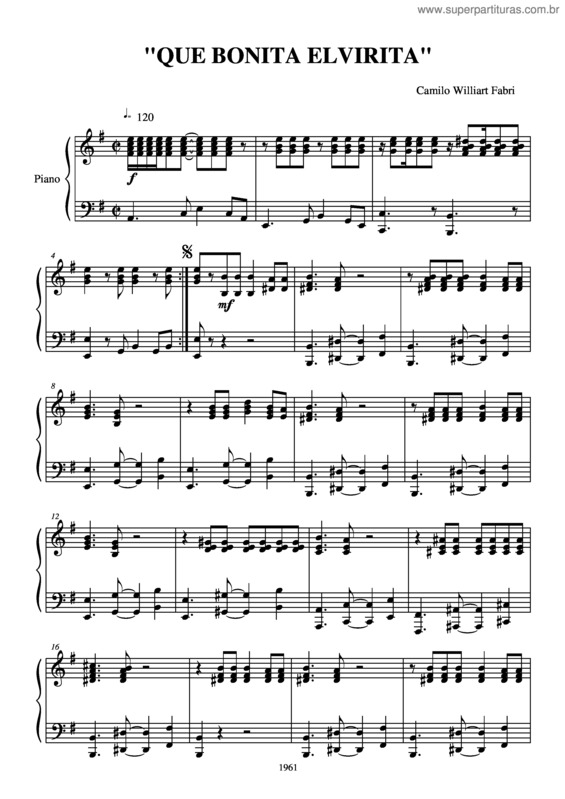 Partitura da música Que Bonita Elvirita