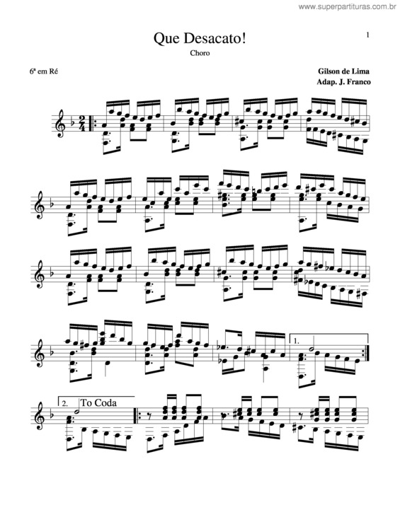 Partitura da música Que Desacato v.2