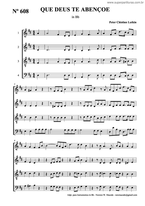 Partitura da música Que Deus Te Abençoe v.2