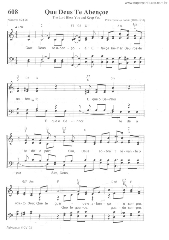 Partitura da música Que Deus Te Abençoe