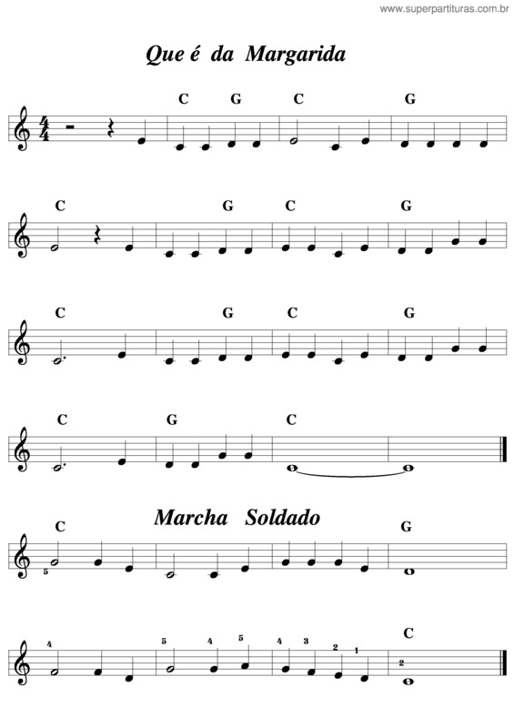 Partitura da música Que É Da Margarida, Marcha Soldado