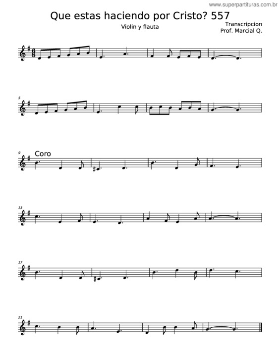 Partitura da música Que Estas Haciendo Por Cristo? – Prof Marcial Q
