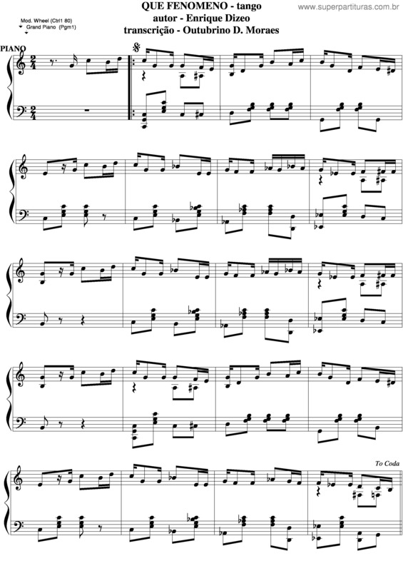 Partitura da música Que Fenomeno