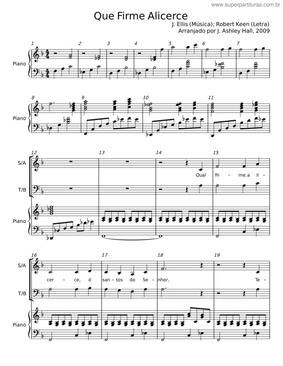 Partitura da música Que Firme Alicerce – J. Ellis