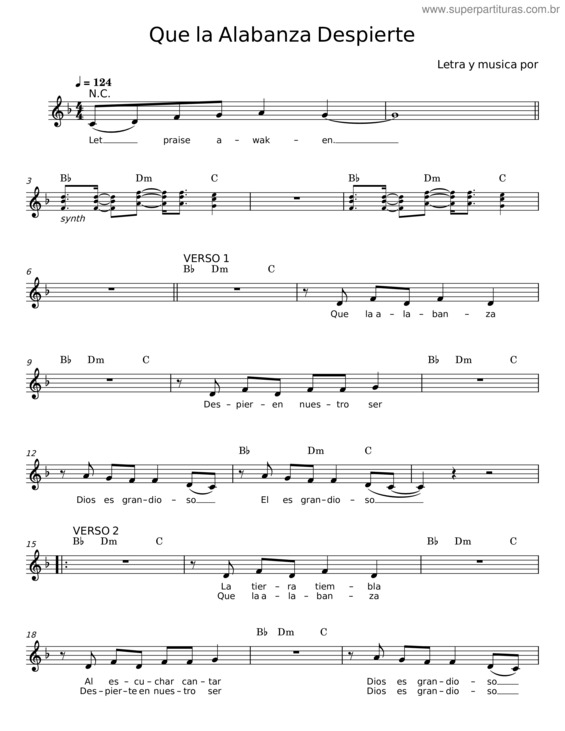 Partitura da música Que La Alabanza Despierte – Joth Hunt