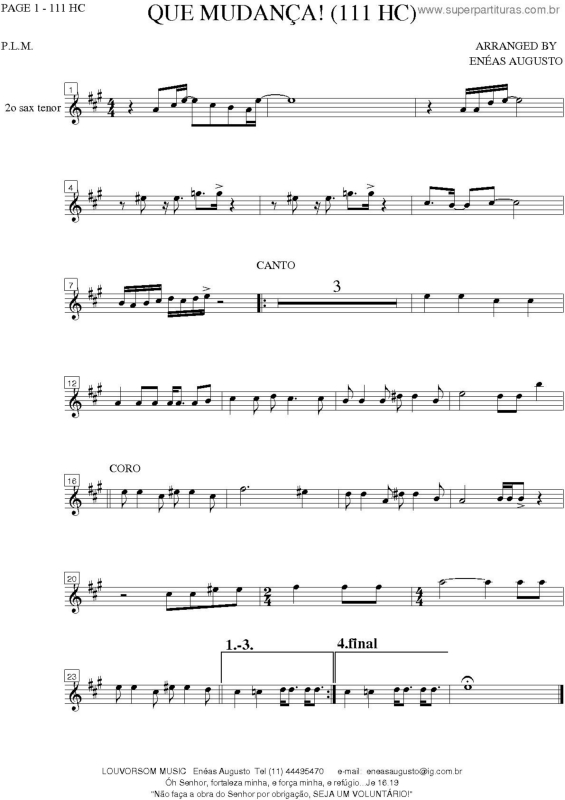 Partitura da música Que Mudança! - 111 HC v.7