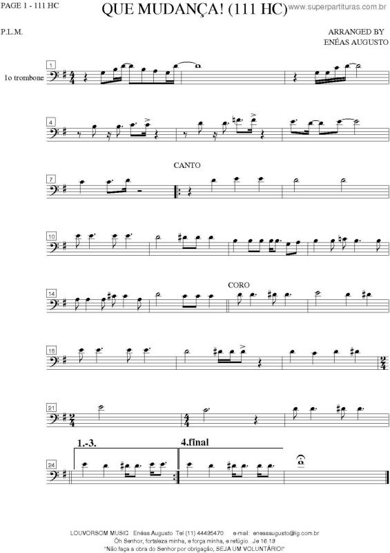 Partitura da música Que Mudança! - 111 HC v.9