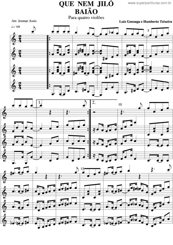 Partitura da música Que Nem Jiló v.2