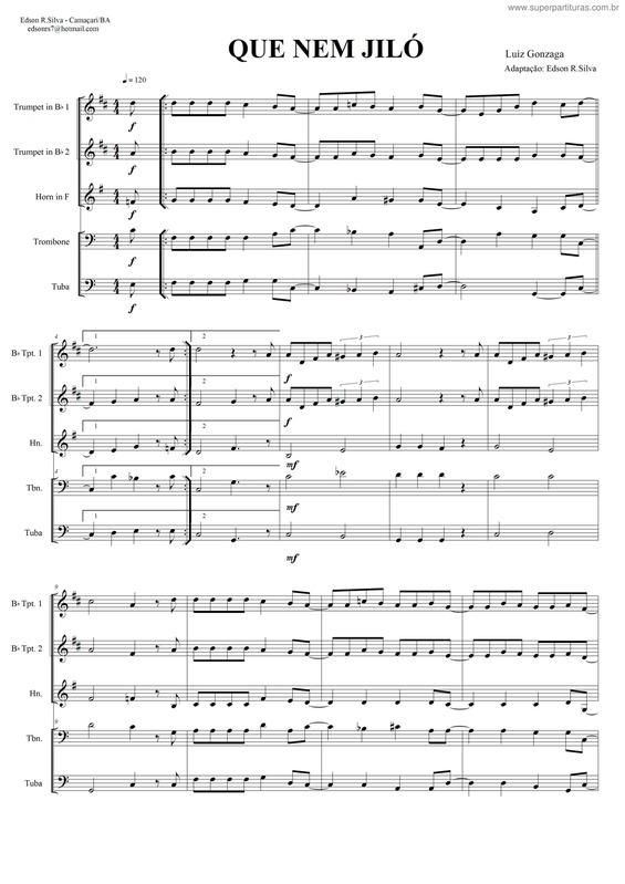 Partitura da música Que Nem Jiló v.3