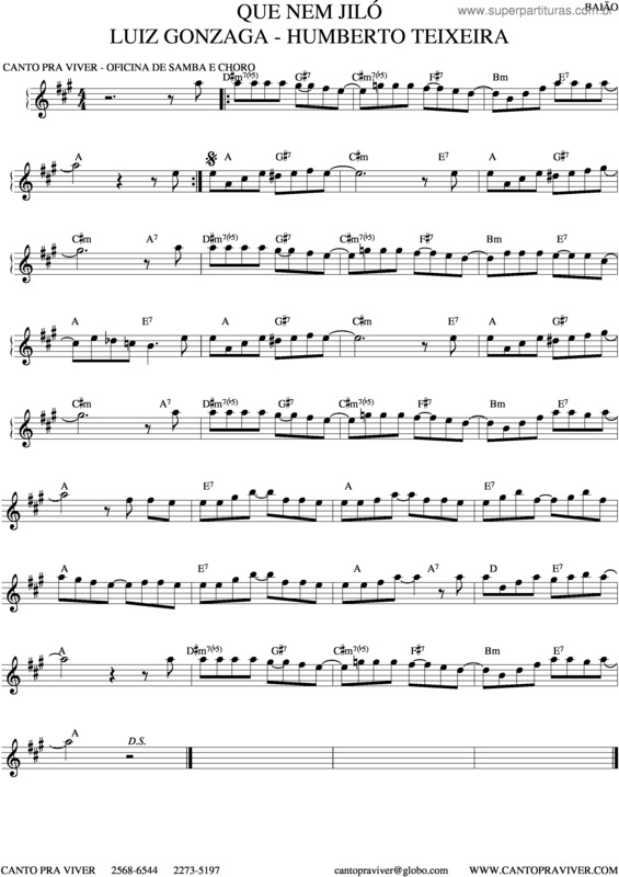 Partitura da música Que Nem Jiló