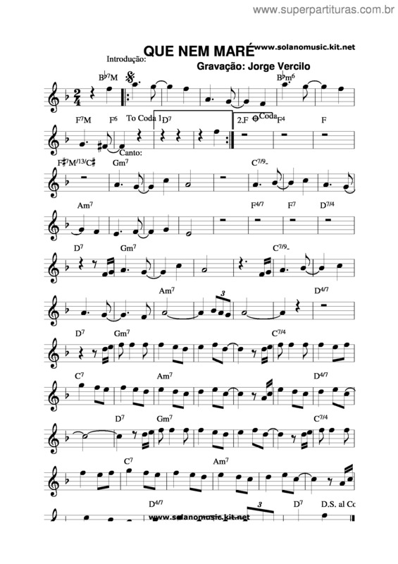 Partitura da música Que Nem Mare v.3