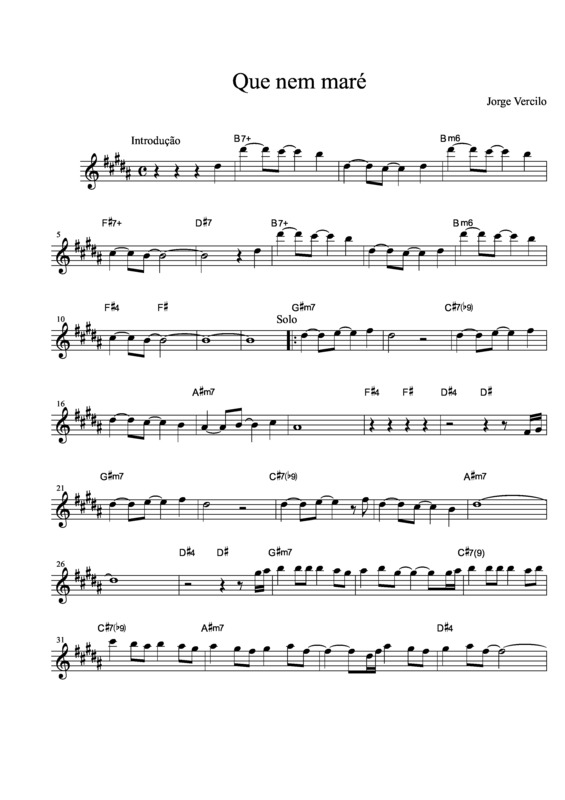 Partitura da música Que Nem Maré v.4